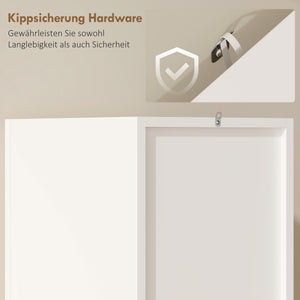 Bad Hochschrank schmal mit Türen und offenen Fächern weiss