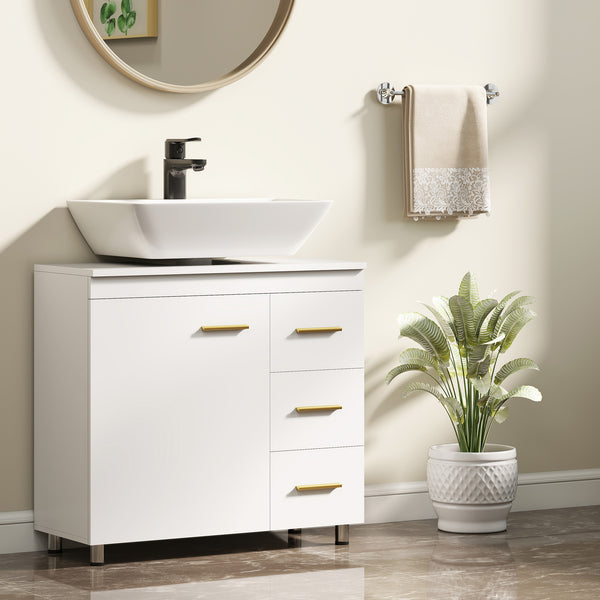 Badezimmer Unterschrank mit Regal für Bad Aufbewahrung weiss