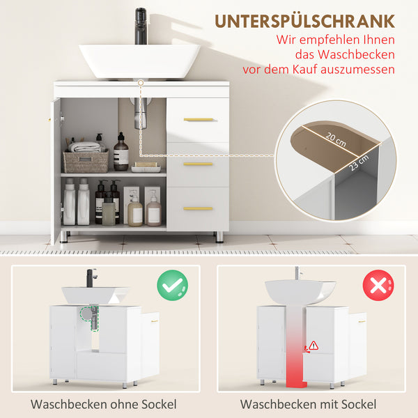 Badezimmer Unterschrank mit Regal für Bad Aufbewahrung weiss