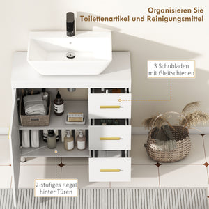 Badezimmer Unterschrank mit Regal für Bad Aufbewahrung weiss