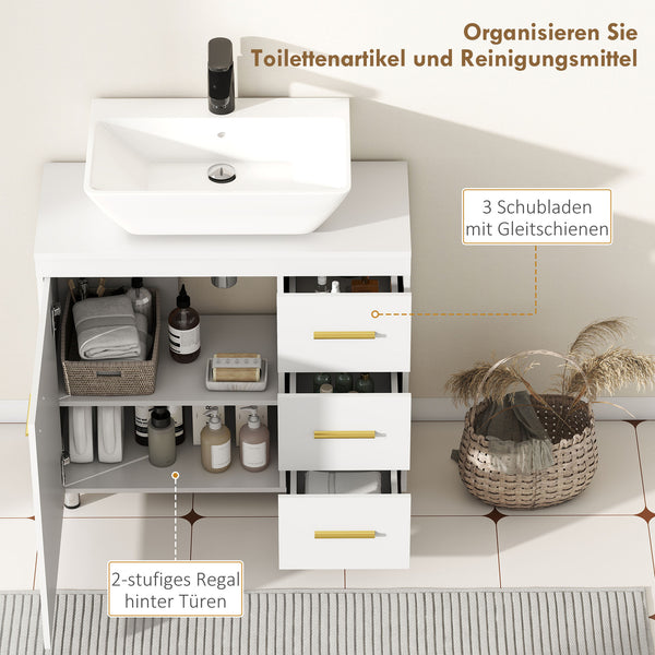 Badezimmer Unterschrank mit Regal für Bad Aufbewahrung weiss