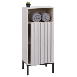 Badezimmerkommode Badschrank 1 Tür 3 Staufächer 98x39x30cm Holzoptik beige
