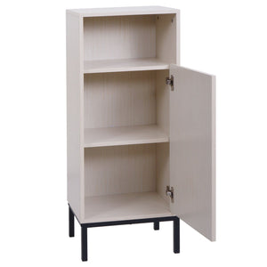 Badezimmerkommode Badschrank 1 Tür 3 Staufächer 98x39x30cm Holzoptik beige