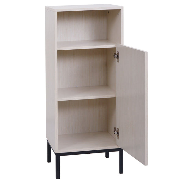 Badezimmerkommode Badschrank 1 Tür 3 Staufächer 98x39x30cm Holzoptik beige