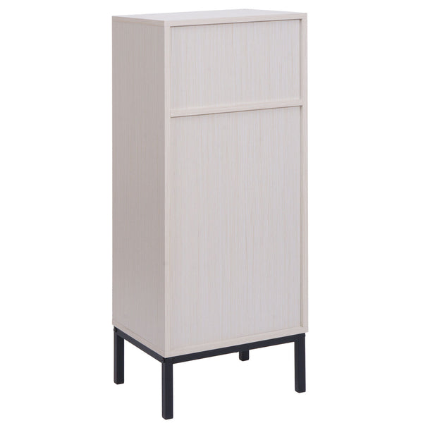 Badezimmerkommode Badschrank 1 Tür 3 Staufächer 98x39x30cm Holzoptik beige