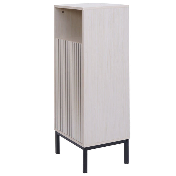 Badezimmerkommode Badschrank 1 Tür 3 Staufächer 98x39x30cm Holzoptik beige