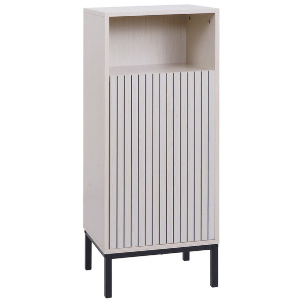 Badezimmerkommode Badschrank 1 Tür 3 Staufächer 98x39x30cm Holzoptik beige