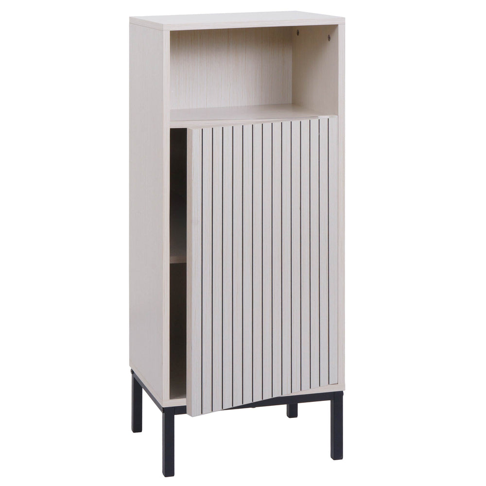 Badezimmerkommode Badschrank 1 Tür 3 Staufächer 98x39x30cm Holzoptik beige
