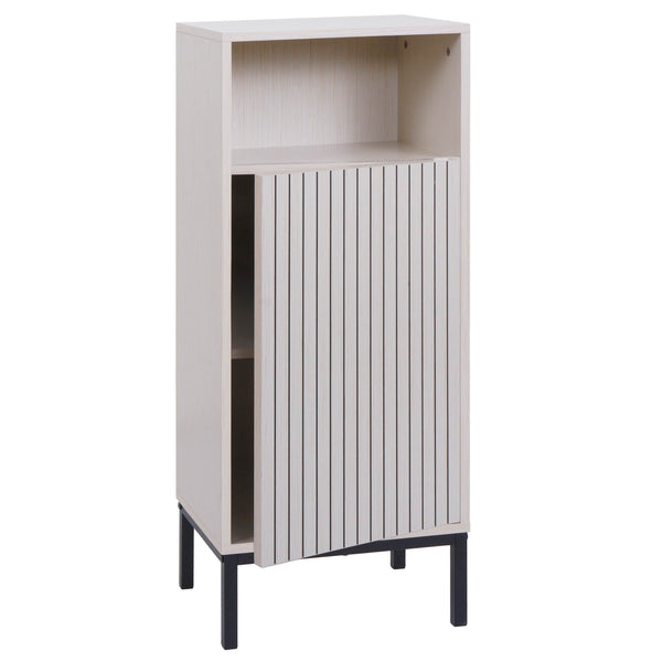 Badezimmerkommode Badschrank 1 Tür 3 Staufächer 98x39x30cm Holzoptik beige