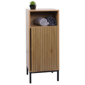 Badezimmerkommode Badschrank 1 Tür 3 Staufächer 98x39x30cm Holzoptik natur