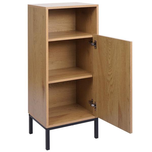 Badezimmerkommode Badschrank 1 Tür 3 Staufächer 98x39x30cm Holzoptik natur