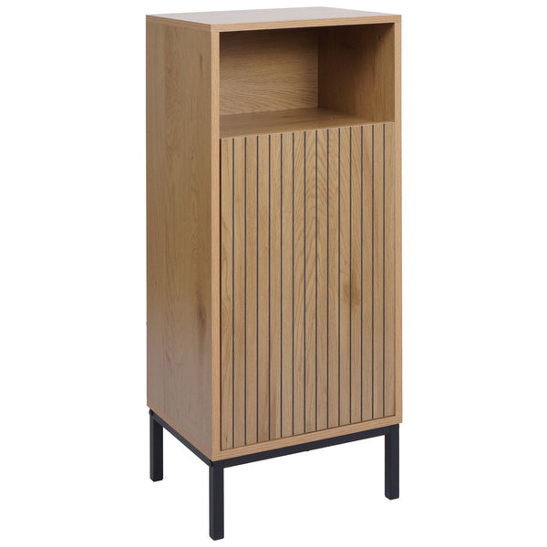 Badezimmerkommode Badschrank 1 Tür 3 Staufächer 98x39x30cm Holzoptik natur