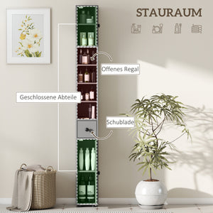 Badezimmerschrank schmal mit 4 Regalen und Schublade grau