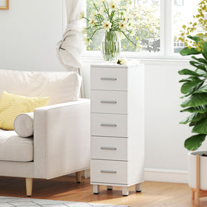 Badezimmerschrank schmal mit 5 Schubladen für Bad weiss