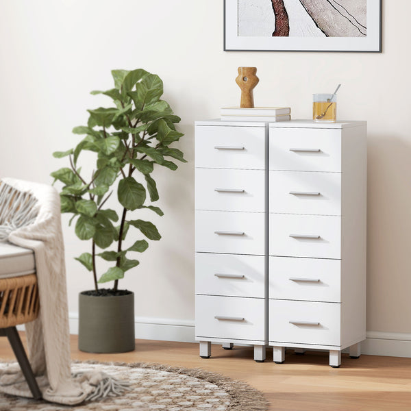 Badezimmerschrank schmal mit 5 Schubladen für Bad weiss