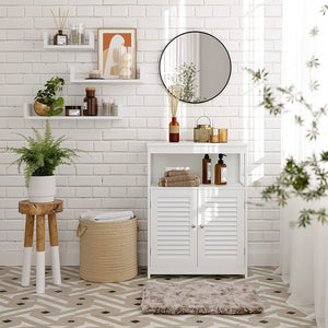 Armoire/étagère de salle de bain avec portes à lattes