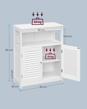 Armoire/étagère de salle de bain avec portes à lattes