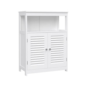 Armoire/étagère de salle de bain avec portes à lattes