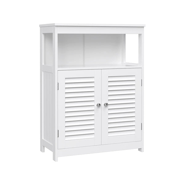 Armoire/étagère de salle de bain avec portes à lattes