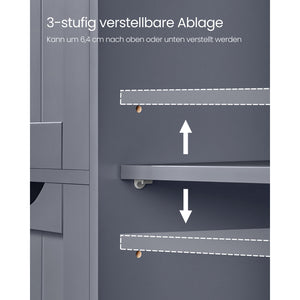 Badezimmerschrank Badschrank Schubladen Tür 30x55x82cm Holz Grau
