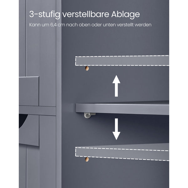 Badezimmerschrank Badschrank Schubladen Tür 30x55x82cm Holz Grau