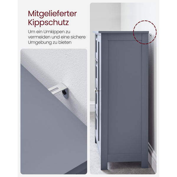 Badezimmerschrank Badschrank Schubladen Tür 30x55x82cm Holz Grau