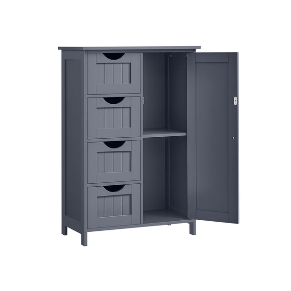 Badezimmerschrank Badschrank Schubladen Tür 30x55x82cm Holz Grau
