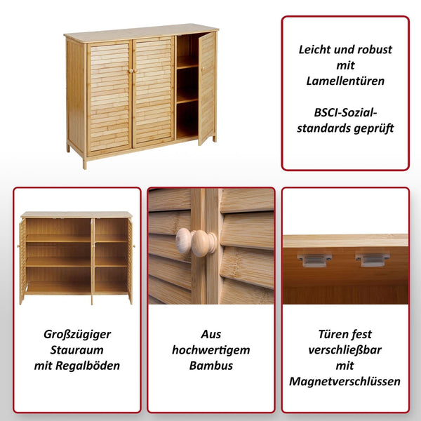 Badezimmerschrank Badschrank Regal Badregal Kommode Bambus 81x97x34cm
