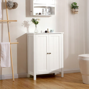 Meuble de salle de bain indépendant avec portes, blanc