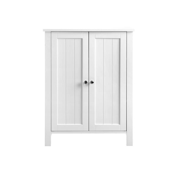 Meuble de salle de bain indépendant avec portes, blanc
