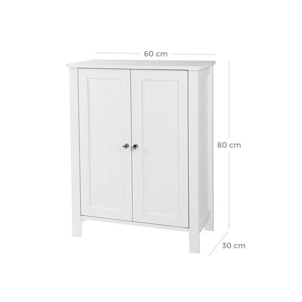 Meuble de salle de bain indépendant avec portes, blanc