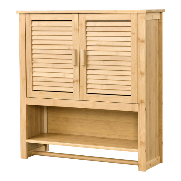 Mobiletto da bagno, mobiletto sospeso Horun in bambù 66x62x20cm