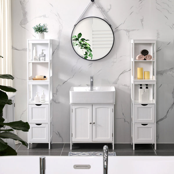 Armoire de salle de bain, armoire haute, blanche