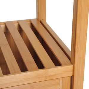Badezimmerschrank schmal hoch freistehend mit Lamellentür und Regal