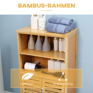 Badezimmerschrank Lamellentüren vielseitig einsetzbar Bambus