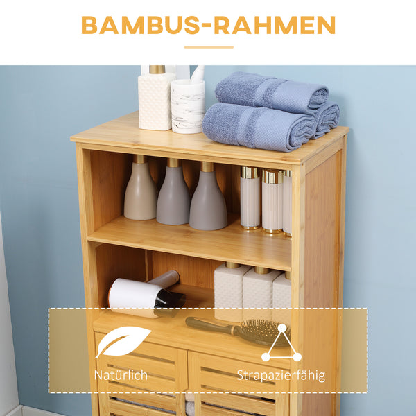 Badezimmerschrank Lamellentüren vielseitig einsetzbar Bambus