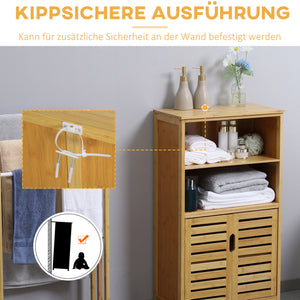 Badezimmerschrank Lamellentüren vielseitig einsetzbar Bambus