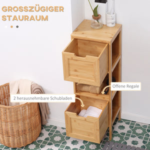 Badezimmerschrank Landhausstil mit 2 Schubladen Bambus