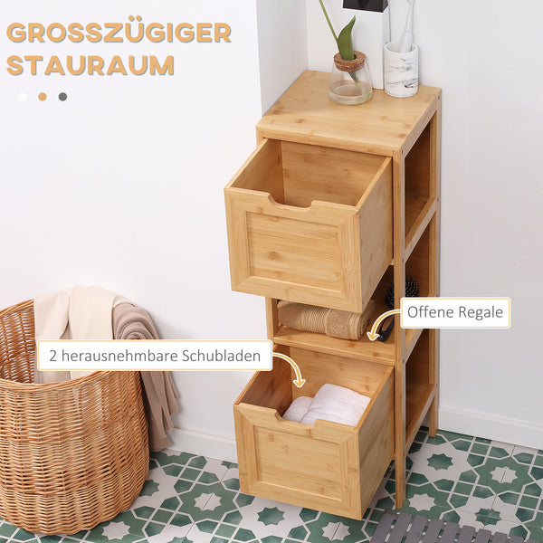 Badezimmerschrank Landhausstil mit 2 Schubladen Bambus