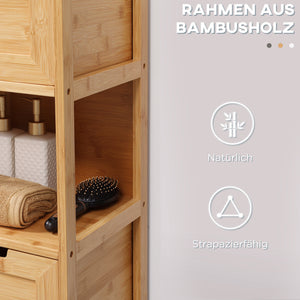 Badezimmerschrank Landhausstil mit 2 Schubladen Bambus