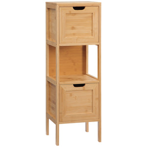 Badezimmerschrank Landhausstil mit 2 Schubladen Bambus