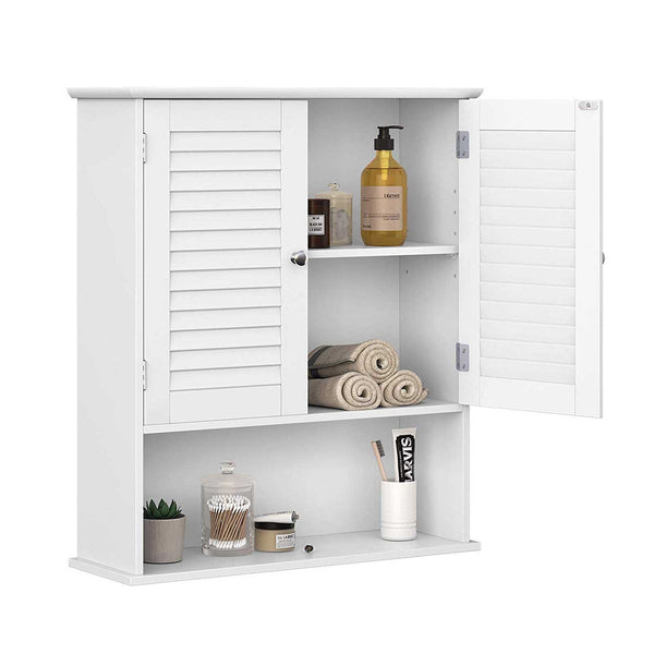 Meuble de salle de bain avec étagère et portes