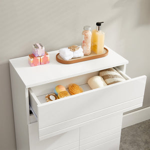 Meuble de salle de bain avec portes et tiroir, blanc