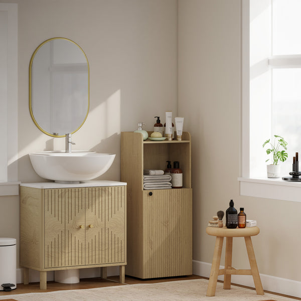 Badezimmerschrank Nischenschrank mit Regal verstellbar Gelbeiche