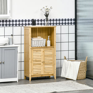 Badezimmerschrank Offenes Standregal Bambus Natur