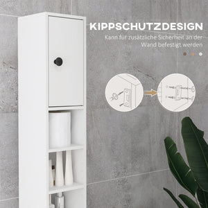 Badezimmerschrank schmal mit Regal und Schublade weiss