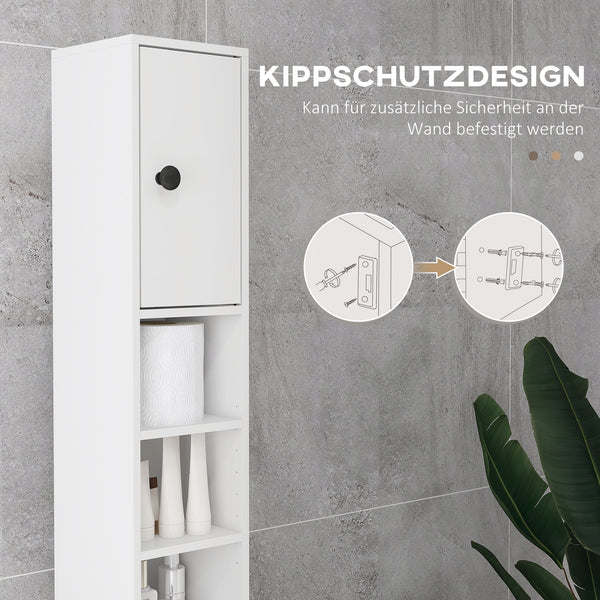 Badezimmerschrank schmal mit Regal und Schublade weiss