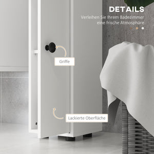 Badezimmerschrank schmal mit Regal und Schublade weiss