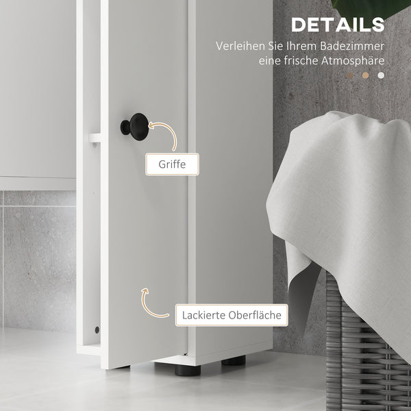 Badezimmerschrank schmal mit Regal und Schublade weiss