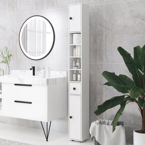 Badezimmerschrank schmal mit Regal und Schublade weiss